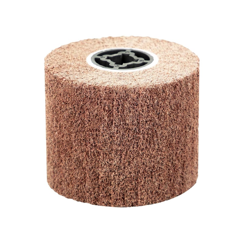 SALI Non Woven Wire Abrasive Drawing Polishing Burnishing Wheel Flap Brush Wire Brush Drum Surface Conditioning Tool for Metal Surface Polishing Grinding Removing Rust 120x100x19mm (180 Grit) - Image 1